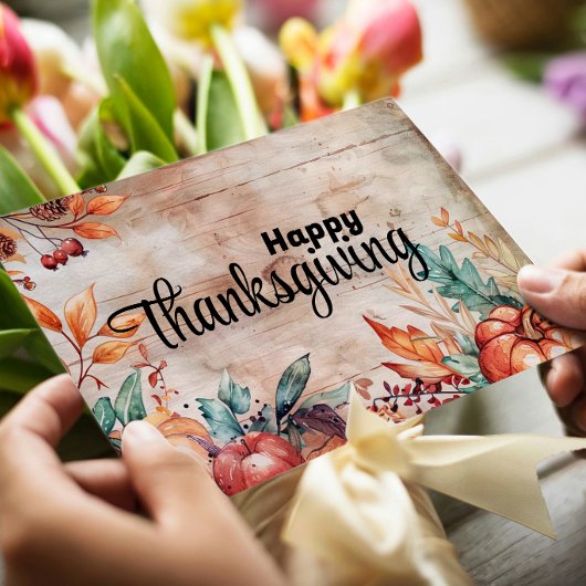 Holzpumpen und Blätter Glückliches Erntedankfest Feiertagskarte