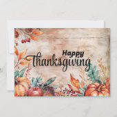 Holzpumpen und Blätter Glückliches Erntedankfest Feiertagskarte (Vorderseite)