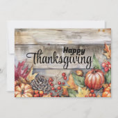 Holzpumpen und Blätter Glückliches Erntedankfest Feiertagskarte (Vorderseite)