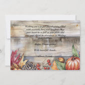Holzpumpen und Blätter Glückliches Erntedankfest Feiertagskarte (Rückseite)