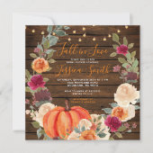 Holzpumpenorange fällt in Liebe Brautparty Einladung (Vorderseite)