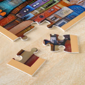 HOLZPUZZEL - Blauer Elefant fällt in die Stadt Puzzle (Seite)