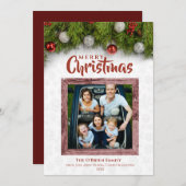 Holzrahmen Foto Frohe Weihnachtskiefer Branch Feiertagskarte (Vorne/Hinten)