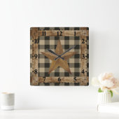 Holzrahmen und Stern Quadratische Wanduhr (Zuhause)