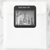 Holzrauche tötet quadratischer aufkleber (Tasche)