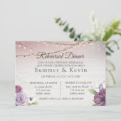 Holzreihe der Lights Peony Probe Abendessen Einladung (Stehend Vorderseite)