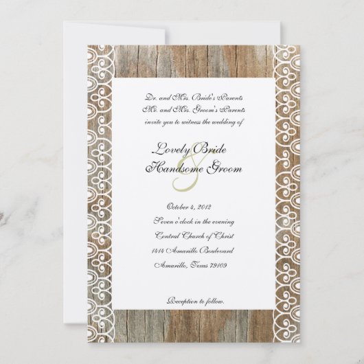 Holzrings Shabby Lace Herzenslust Einladung (Vorderseite)