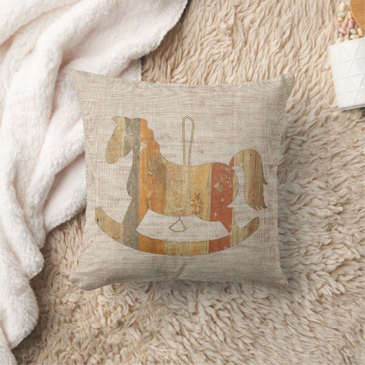 Holzrockpferd Vintage Linse Kissen (Decke)