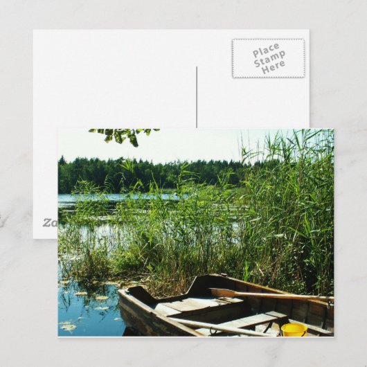 Holzruderboot Postkarte (Vorne/Hinten)