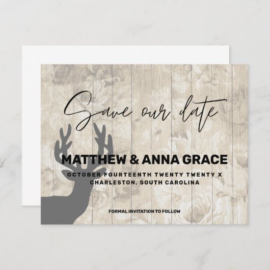 Holzrustikale Blumenkehlschnecken Save The Date (Vorne/Hinten)