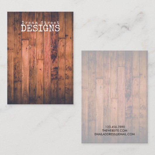 Holzrustikale Vintage Ohrhörerkarte Visitenkarte (Vorne/Hinten)