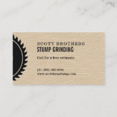 Holzsäge Stump Grinding Tan Black Woodgrain Visitenkarte (Rückseite)