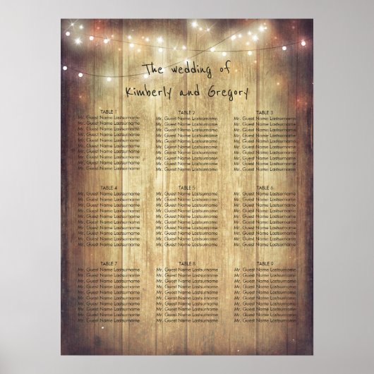 Holzsaitenkarte leuchtet rustikal poster (Vorne)