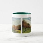 Holzsammler am Rande des Waldes Zweifarbige Tasse (Mittel)