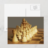 Holzschachbrett und -stücke Postkarte (Vorne/Hinten)