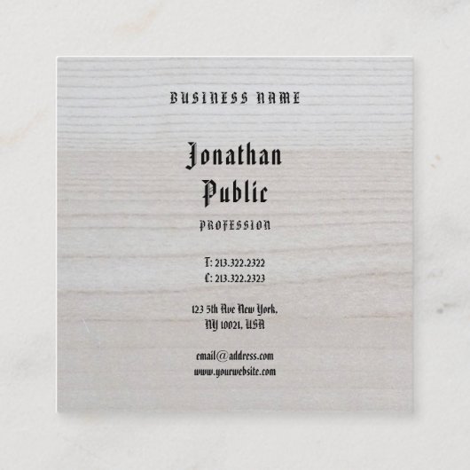 Holzschau Minimalistische Vorlage elegant gezeichn Quadratische Visitenkarte (Rückseite)