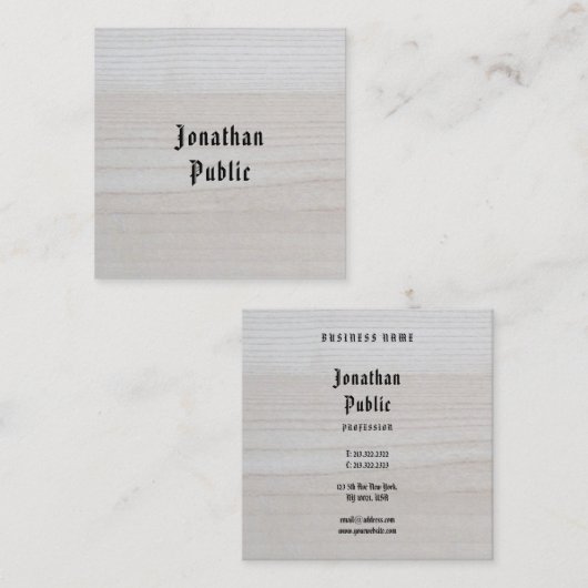 Holzschau Minimalistische Vorlage elegant gezeichn Quadratische Visitenkarte (Vorne/Hinten)
