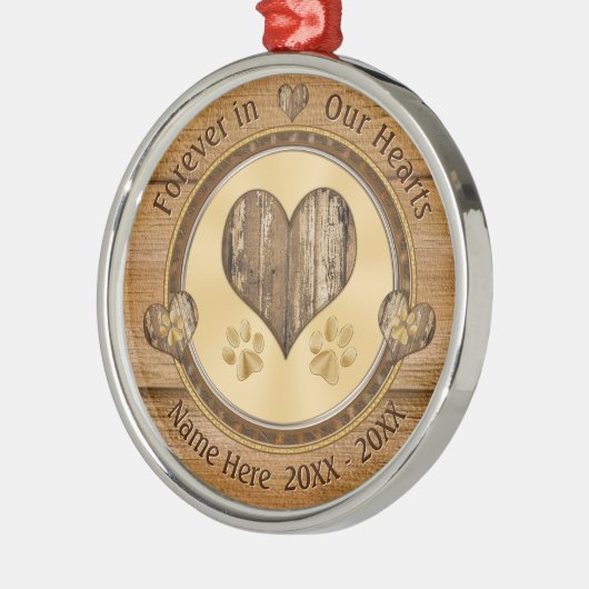 Holzschaukeln und Pfoten-Hund verpassten Geschenk Ornament Aus Metall (Links)