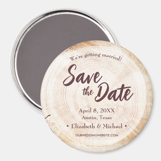 Holzscheibe Braun Custom Wedding Magnet (Vorderseite/Rückseite)