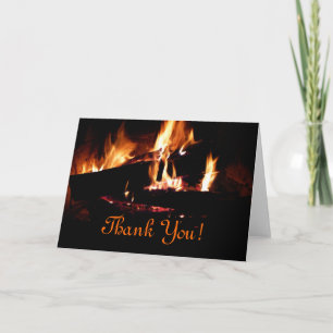 Holzscheite im Kamin Warme Feuer Fotografie Dankeskarte