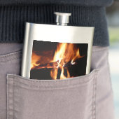 Holzscheite im Kamin Warme Feuerfotografie Flachmann (Beispiel)