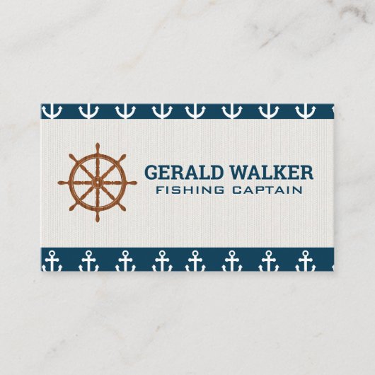 Holzschiffrad | Ankermuster Visitenkarte (Vorderseite)