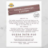 Holzschild, Tischlerei, Tischlerwerbung Flyer (Vorne)