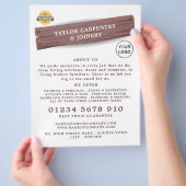 Holzschild, Tischlerei, Tischlerwerbung Flyer (Hand)