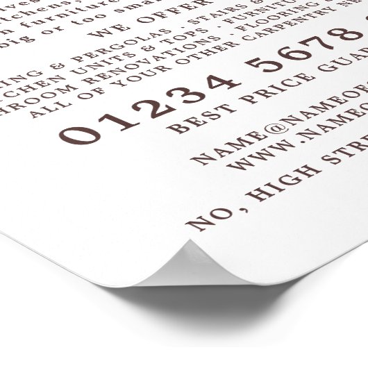 Holzschild, Tischlerei, Tischlerwerbung Poster (Ecke)