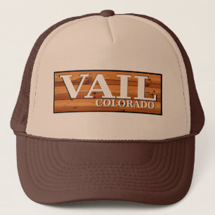 Holzschild Vail Colorado Truckerkappe