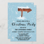 Holzschild & Weißschneeurlaub Weihnachten Party Einladung (Vorne/Hinten)