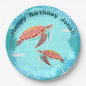 Holzschildkröten unter den Tellern des Party Pappteller (Vorderseite)