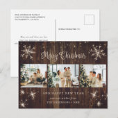 Holzschneeflake 3 FotoCollage Feiertagspostkarte (Vorne/Hinten)