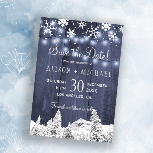 Holzschneeflocken rett Hochzeit Save The Date