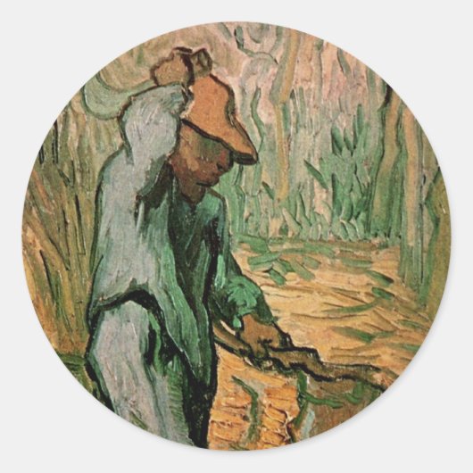 Holzschneider (nach Millet) von Vincent van Gogh Runder Aufkleber (Vorderseite)