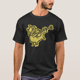 Holzschnitt-Banjo-Schwein T-Shirt