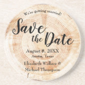 Holzschnitt ganze Namen rustikal Save the Date Getränkeuntersetzer (Vorne)