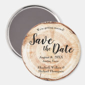 Holzschnitt ganze Namen rustikal Save the Date Magnet (Vorderseite/Rückseite)
