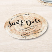 Holzschnitt ganze Namen rustikal Save the Date Runder Pappuntersetzer (Angewinkelt)