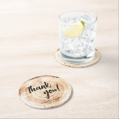 Holzschnitt Hochzeitsarbeit Danke für Ihre Unterst Runder Pappuntersetzer (Vor Ort)