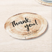 Holzschnitt Hochzeitsarbeit Danke für Ihre Unterst Runder Pappuntersetzer (Angewinkelt)