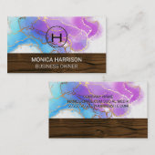 Holzschnitt | Monogramm | Aquarellgoldfolie Visitenkarte (Vorne/Hinten)