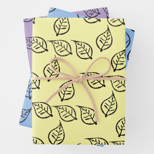 Holzschnitt-Muster auf Pastell Geschenkpapier Set (Beispiel)