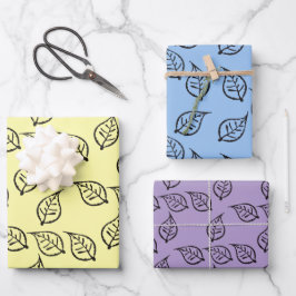 Holzschnitt-Muster auf Pastell Geschenkpapier Set