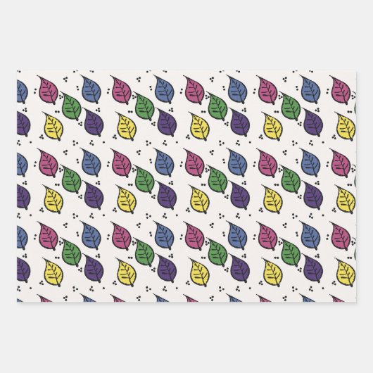 Holzschnitt-Muster Geschenkpapier Set (Vorderseite)