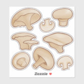 Holzschnitt Pilze Ikonen Sticker Set (Blatt)