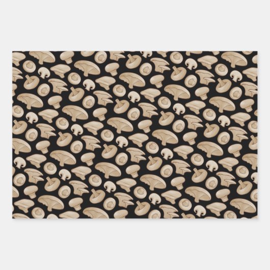 Holzschnitt-Pilzmuster Geschenkpapier Set (Vorderseite 3)