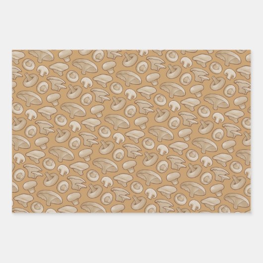 Holzschnitt-Pilzmuster Geschenkpapier Set (Vorderseite 2)