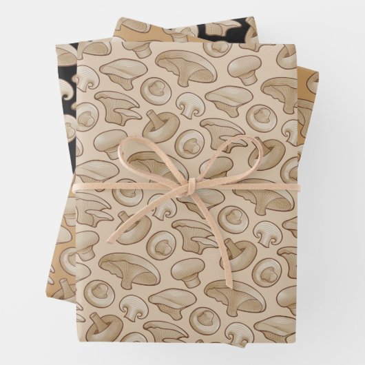 Holzschnitt-Pilzmuster Geschenkpapier Set (Beispiel)