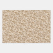 Holzschnitt-Pilzmuster Geschenkpapier Set (Vorderseite)